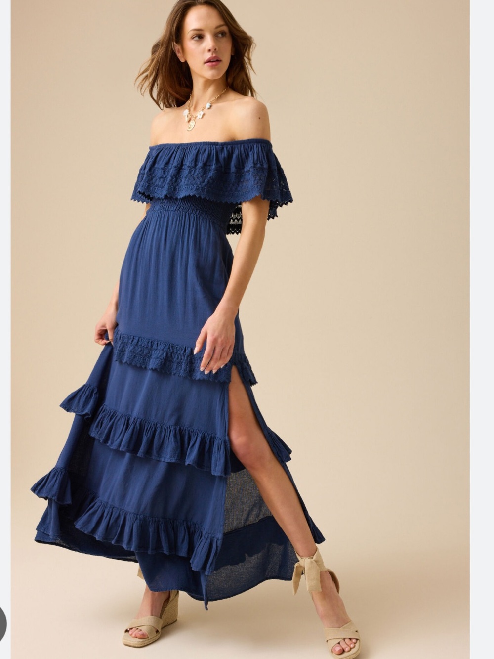 Altar'd State Becca Maxi Dress NWT, Navy Tiered Ruffle Maxi Dress